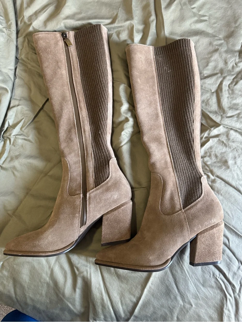 Blondo boots Over-the-Knee Suede Block Heel Boots in Taupe